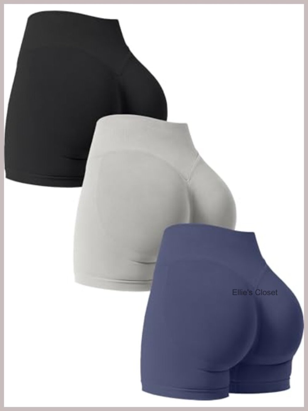 Scrunch Butt Lifting High Waisted Seamless Yoga Biker Shorts 3 Pack